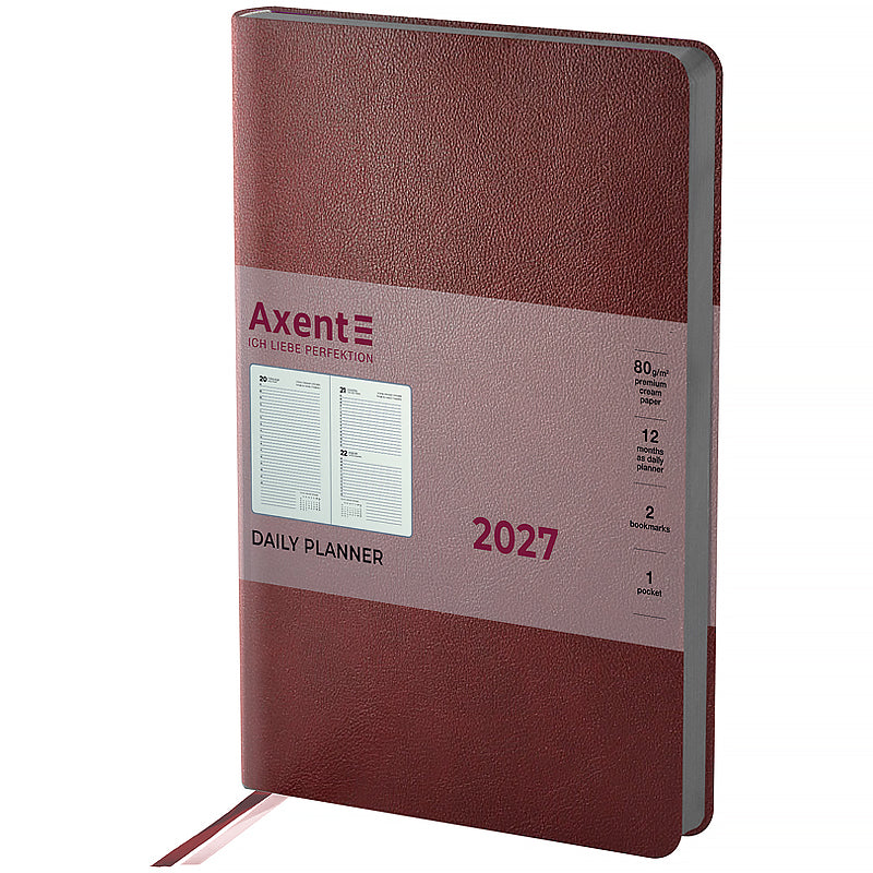 Ежедневник 2027 Axent Partner Soft Muse 8827-27-1-A, 145*210, бордовый