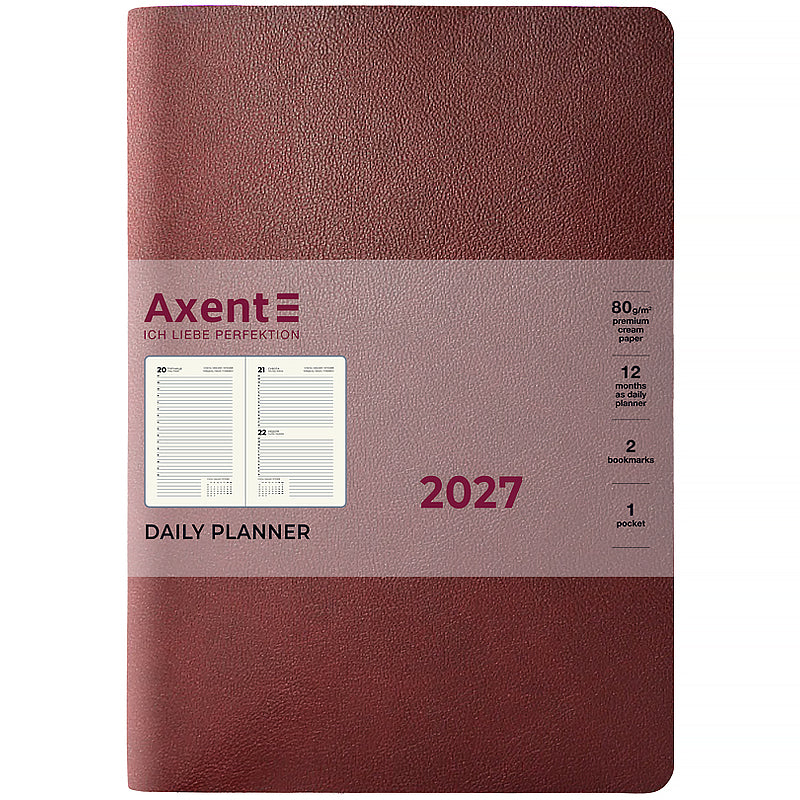 Ежедневник 2027 Axent Partner Soft Muse 8827-27-1-A, 145*210, бордовый