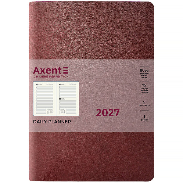 Ежедневник 2027 Axent Partner Soft Muse 8827-27-1-A, 145*210, бордовый