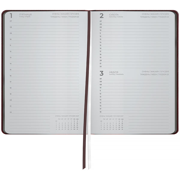 Ежедневник 2027 Axent Partner Soft Muse 8827-27-1-A, 145*210, бордовый