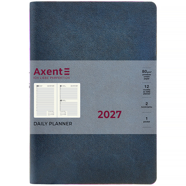 Ежедневник 2027 Axent Partner Soft Muse 8827-27-2-A, 145*210, темно синий