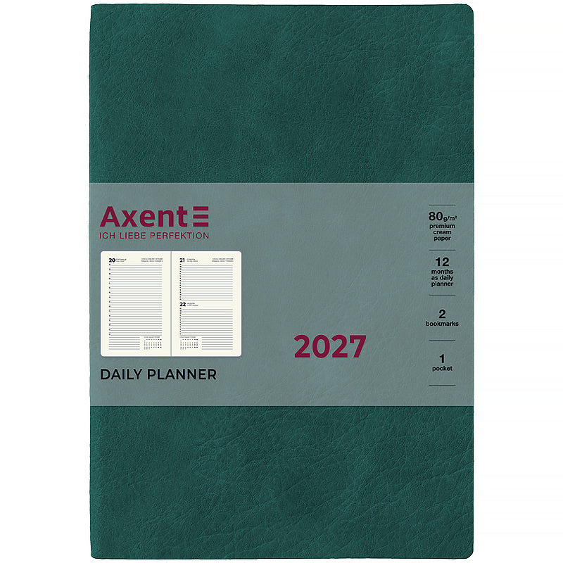 Ежедневник 2027 Axent Partner Soft Cloud 8837-27-3-A, 145*210, изумрудный