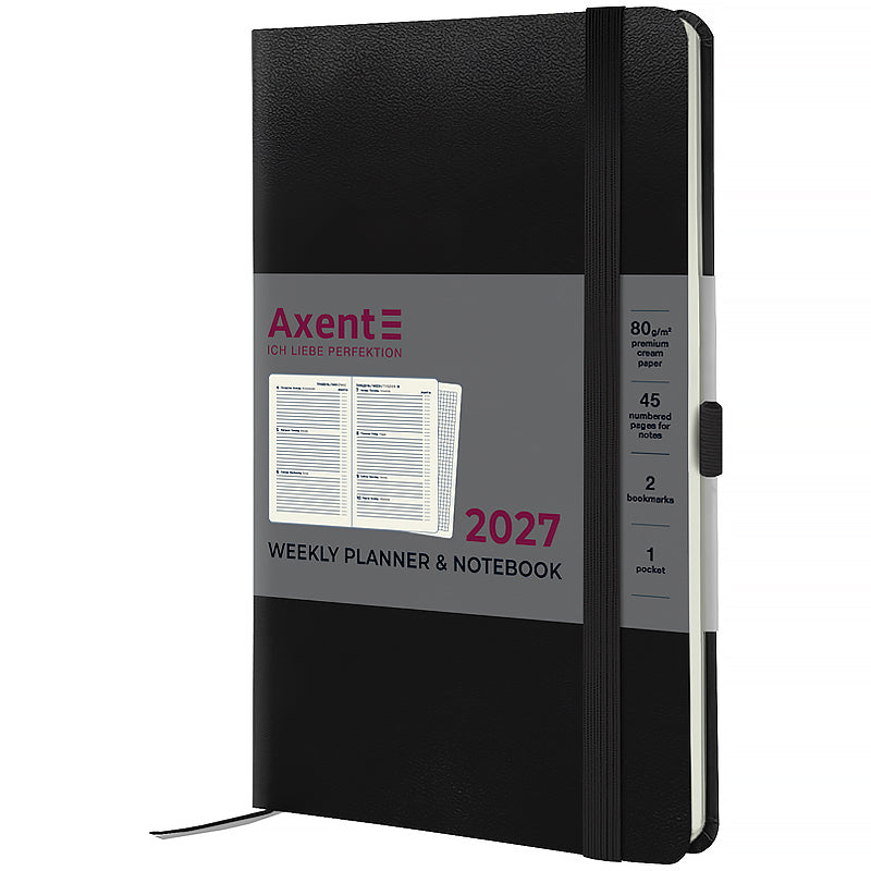 Еженедельник 2027 Axent Partner Strong 8505-27-01-A, 125*195, черный
