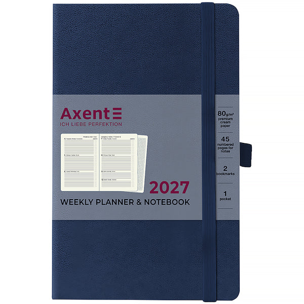 Еженедельник 2027 Axent Partner Strong 8505-27-02-A, 125*195, синий