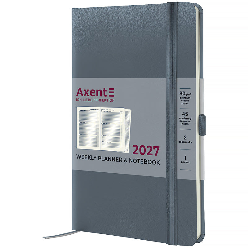 Еженедельник 2027 Axent Partner Strong 8505-27-62-A, 125*195, серый
