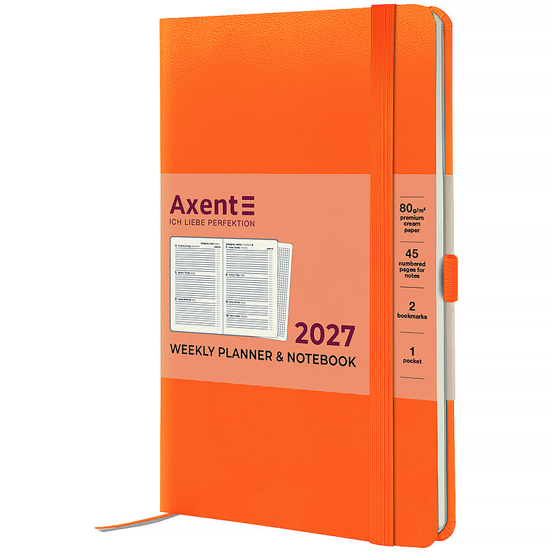 Еженедельник 2027 Axent Partner Strong 8505-27-64-A, 125*195, оранжевый