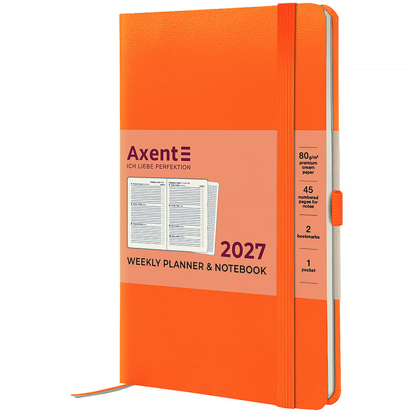 Еженедельник 2027 Axent Partner Strong 8505-27-64-A, 125*195, оранжевый