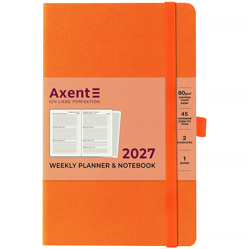 Еженедельник 2027 Axent Partner Strong 8505-27-64-A, 125*195, оранжевый