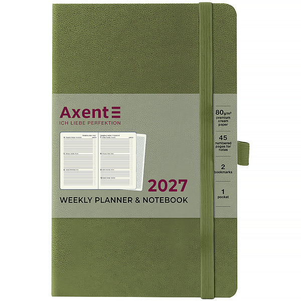 Еженедельник 2027 Axent Partner Strong 8505-27-65-A, 125*195, серый