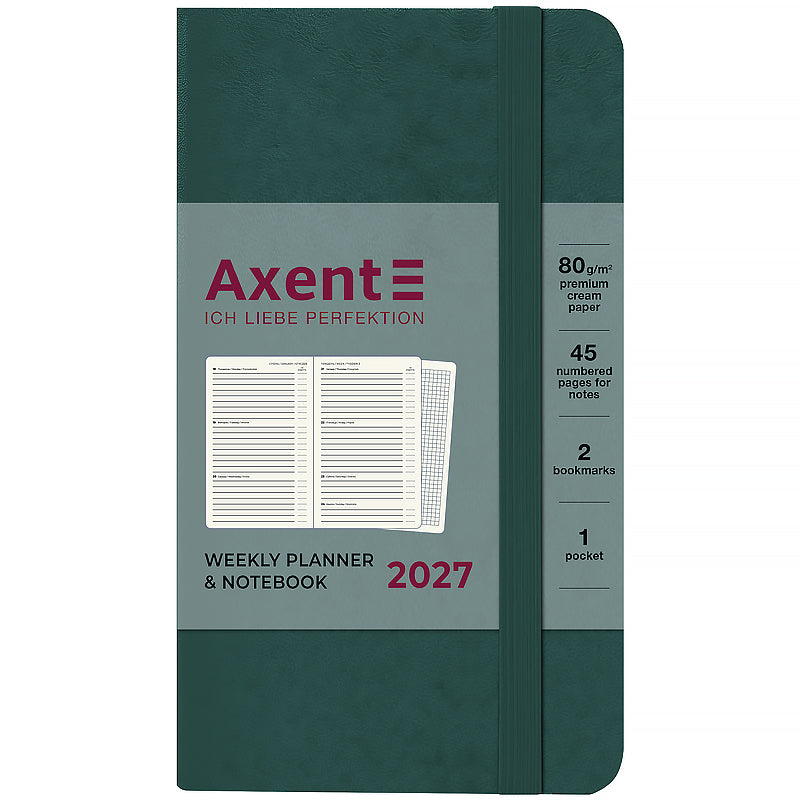 Еженедельник 2027 Axent Pocket Strong 8508-27-31-A, 90*150, малахитовый