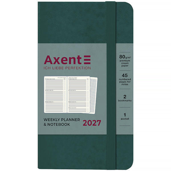 Еженедельник 2027 Axent Pocket Strong 8508-27-31-A, 90*150, малахитовый