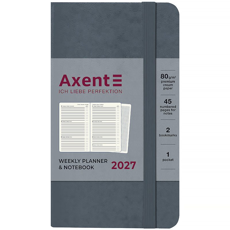 Еженедельник 2027 Axent Pocket Strong 8508-27-62-A, 90*150, серый