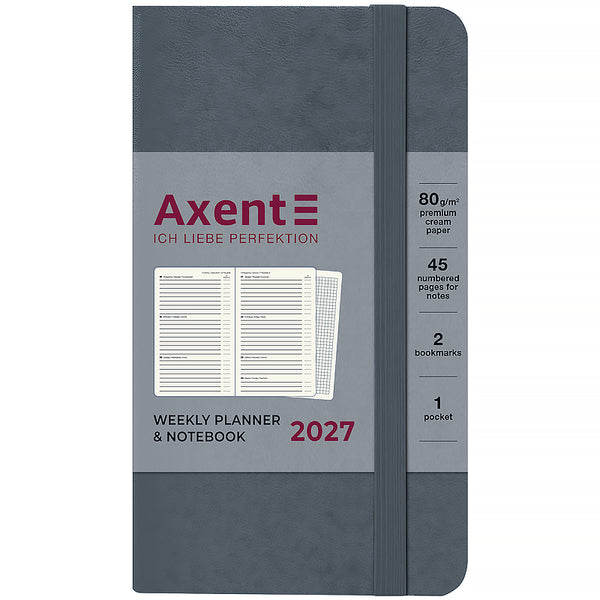Еженедельник 2027 Axent Pocket Strong 8508-27-62-A, 90*150, серый