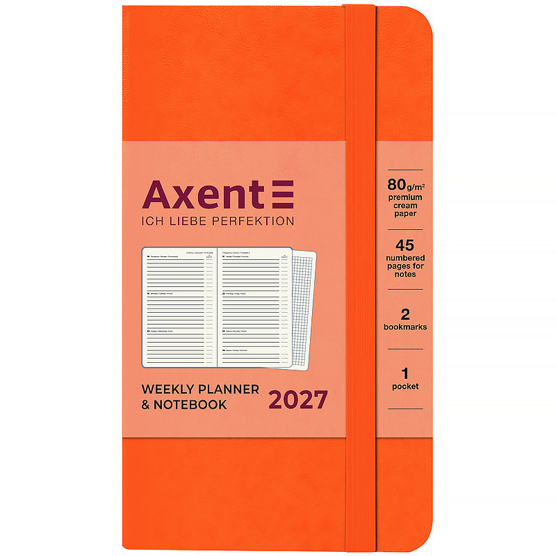 Еженедельник 2027 Axent Pocket Strong 8508-27-64-A, 90*150, оранжевый