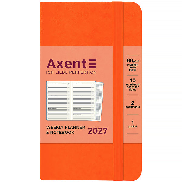 Еженедельник 2027 Axent Pocket Strong 8508-27-64-A, 90*150, оранжевый