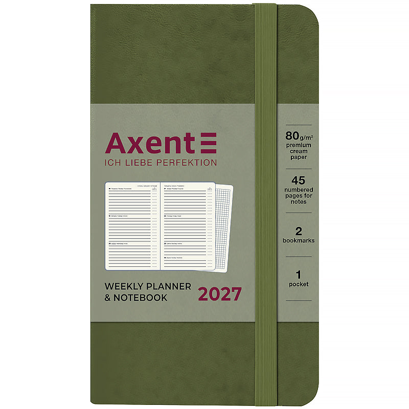 Еженедельник 2027 Axent Pocket Strong 8508-27-65-A, 90*150, серый