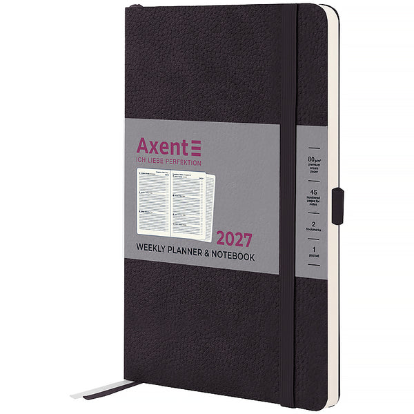 Еженедельник 2027 Axent Partner Soft Skin 8509-27-01-A, 125*195, чёрный