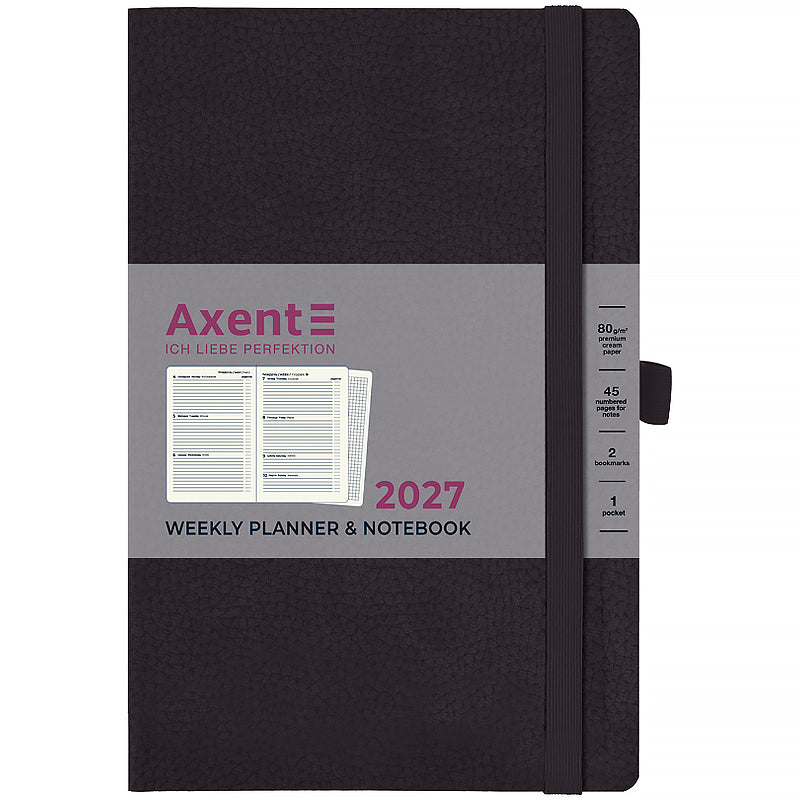 Еженедельник 2027 Axent Partner Soft Skin 8509-27-01-A, 125*195, чёрный