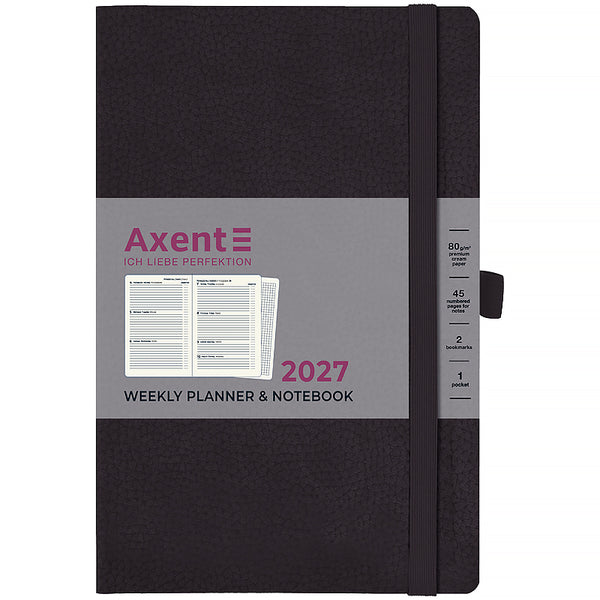Еженедельник 2027 Axent Partner Soft Skin 8509-27-01-A, 125*195, чёрный