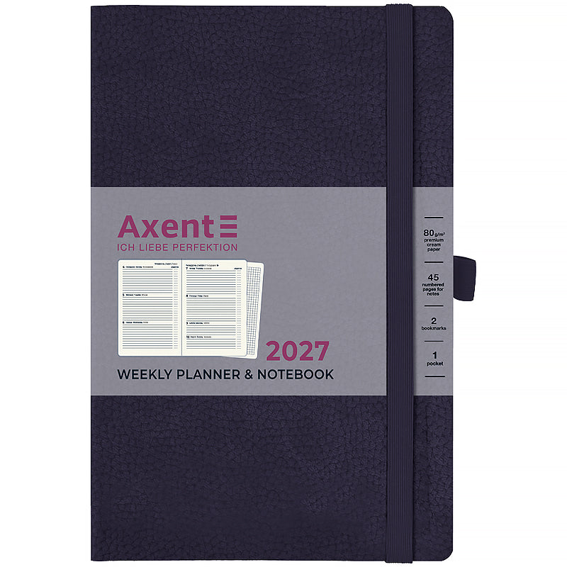 Еженедельник 2027 Axent Partner Soft Skin 8509-27-02-A, 125*195, синий
