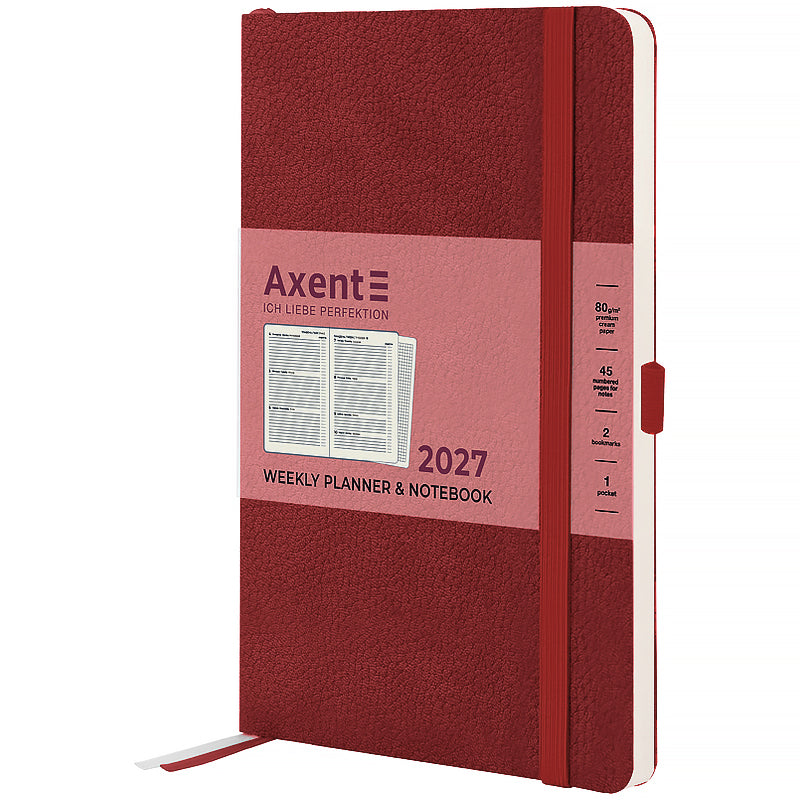 Щотижневик 2027 Axent Partner Soft Skin 8509-27-03-A, 125*195, червоний
