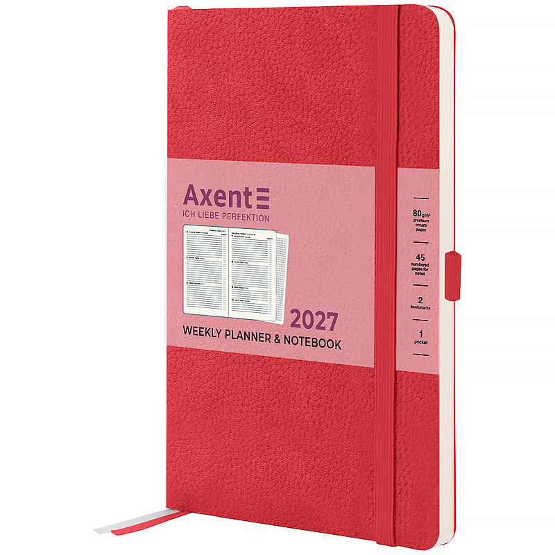 Еженедельник 2027 Axent Partner Soft Skin 8509-27-06-A, 125*195, красный