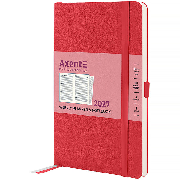 Еженедельник 2027 Axent Partner Soft Skin 8509-27-06-A, 125*195, красный