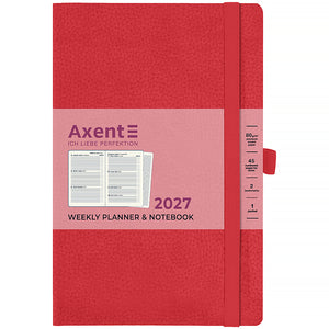 Еженедельник 2027 Axent Partner Soft Skin 8509-27-06-A, 125*195, красный