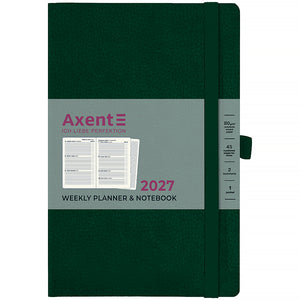 Еженедельник 2027 Axent Partner Soft Skin 8509-27-23-A, 125*195, тёмно-зелёный