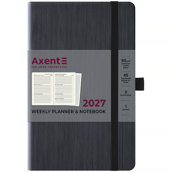 Еженедельник 2027 Axent Partner Lines 8515-27-01-A, 125*195, чёрный