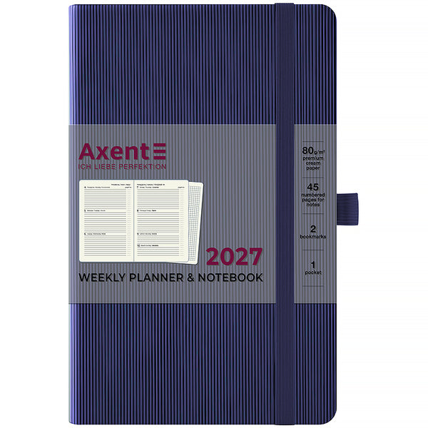Еженедельник 2027 Axent Partner Lines 8515-27-02-A, 125*195, тёмно-синий