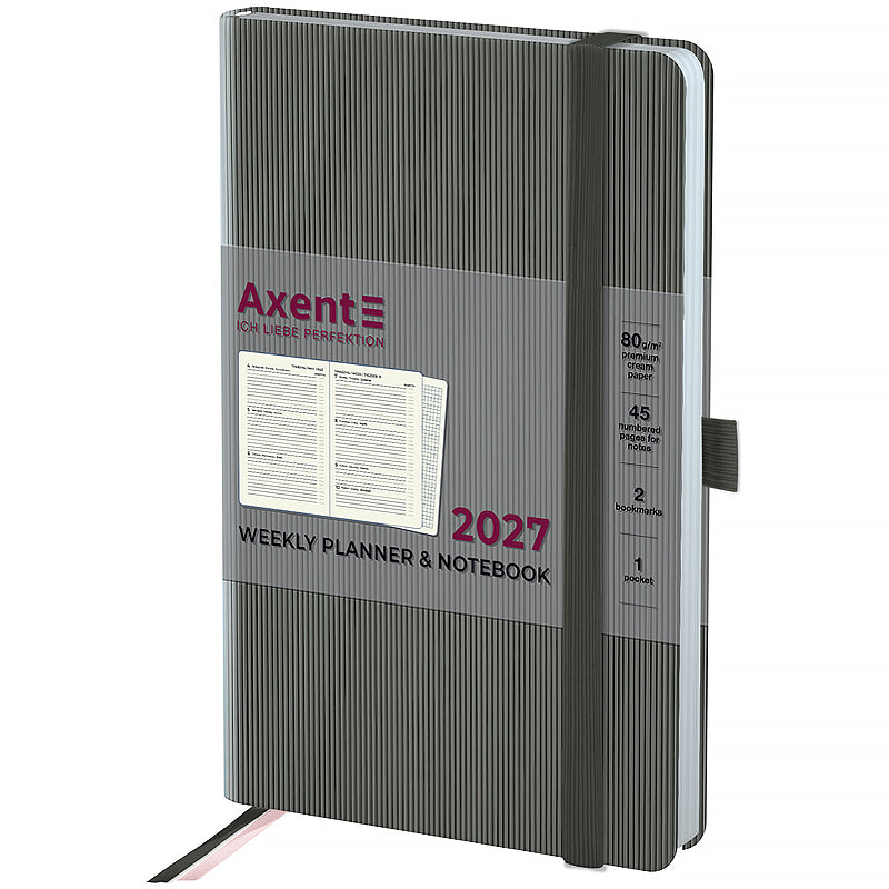 Еженедельник 2027 Axent Partner Lines 8515-26-03-A, 125*195, серый