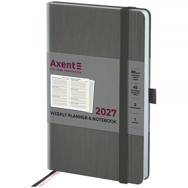 Еженедельник 2027 Axent Partner Lines 8515-26-03-A, 125*195, серый