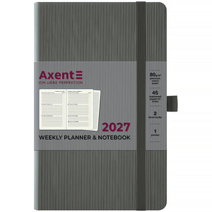 Еженедельник 2027 Axent Partner Lines 8515-26-03-A, 125*195, серый