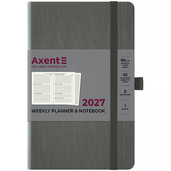 Еженедельник 2027 Axent Partner Lines 8515-26-03-A, 125*195, серый