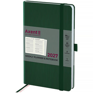 Еженедельник 2027 Axent Partner Lines 8515-27-23-A, 125*195, тёмно-зелёный