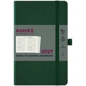 Еженедельник 2027 Axent Partner Lines 8515-27-23-A, 125*195, тёмно-зелёный