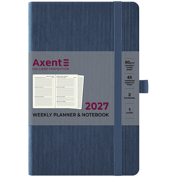 Еженедельник 2027 Axent Partner Lines 8515-27-48-A, 125*195, голубой