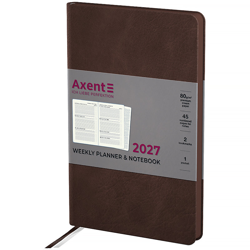Еженедельник 2027 Axent Partner Soft Cloud 8537-27-1-A, 125*195, коричневый