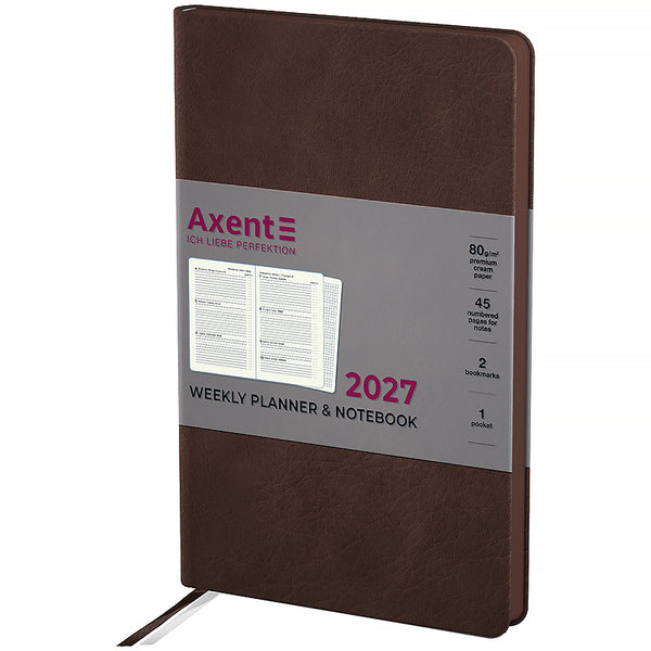 Еженедельник 2027 Axent Partner Soft Cloud 8537-27-1-A, 125*195, коричневый