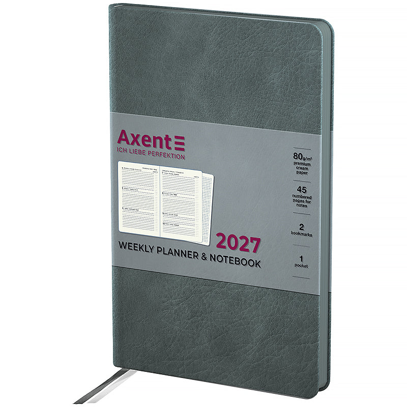 Еженедельник 2027 Axent Partner Soft Cloud 8537-27-2-A, 125*195, серый