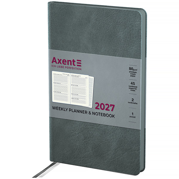 Еженедельник 2027 Axent Partner Soft Cloud 8537-27-2-A, 125*195, серый