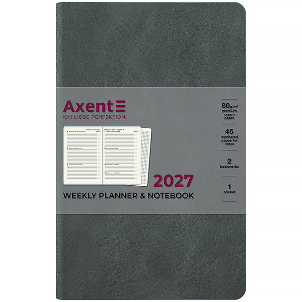 Еженедельник 2027 Axent Partner Soft Cloud 8537-27-2-A, 125*195, серый