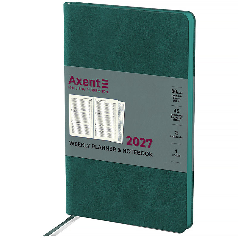 Еженедельник 2027 Axent Partner Soft Cloud 8537-27-3-A, 125*195, изумрудный