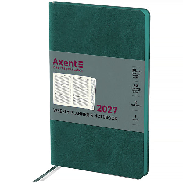 Еженедельник 2027 Axent Partner Soft Cloud 8537-27-3-A, 125*195, изумрудный
