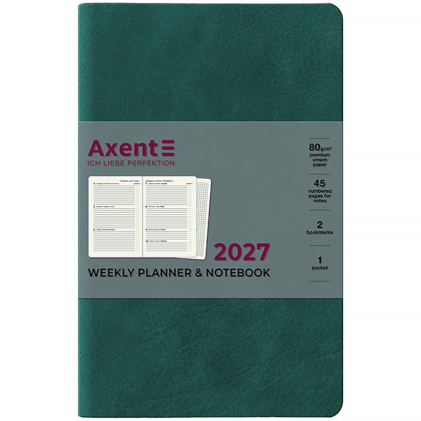 Еженедельник 2027 Axent Partner Soft Cloud 8537-27-3-A, 125*195, изумрудный