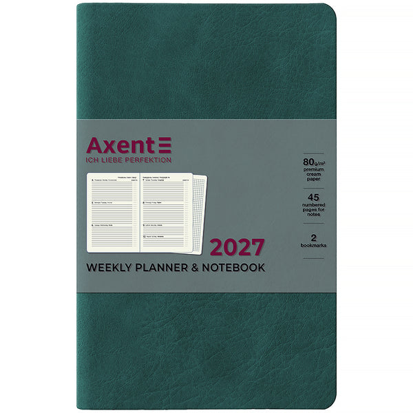 Щотижневик 2027 Axent Partner Soft Cloud 8537-27-3-A, 125*195, смарагдовий