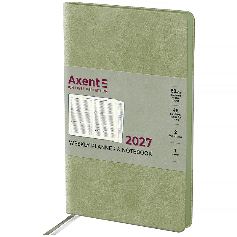 Еженедельник 2027 Axent Partner Soft Cloud 8537-27-4-A, 125*195, салатовий