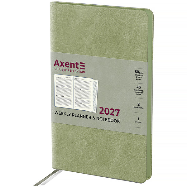 Еженедельник 2027 Axent Partner Soft Cloud 8537-27-4-A, 125*195, салатовий