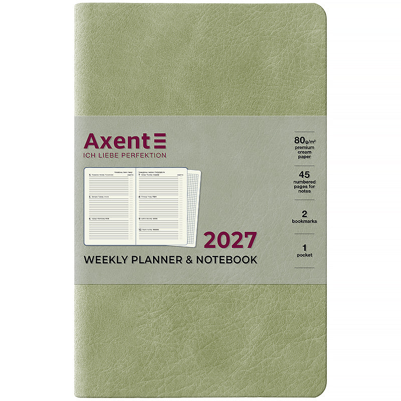 Еженедельник 2027 Axent Partner Soft Cloud 8537-27-4-A, 125*195, салатовий